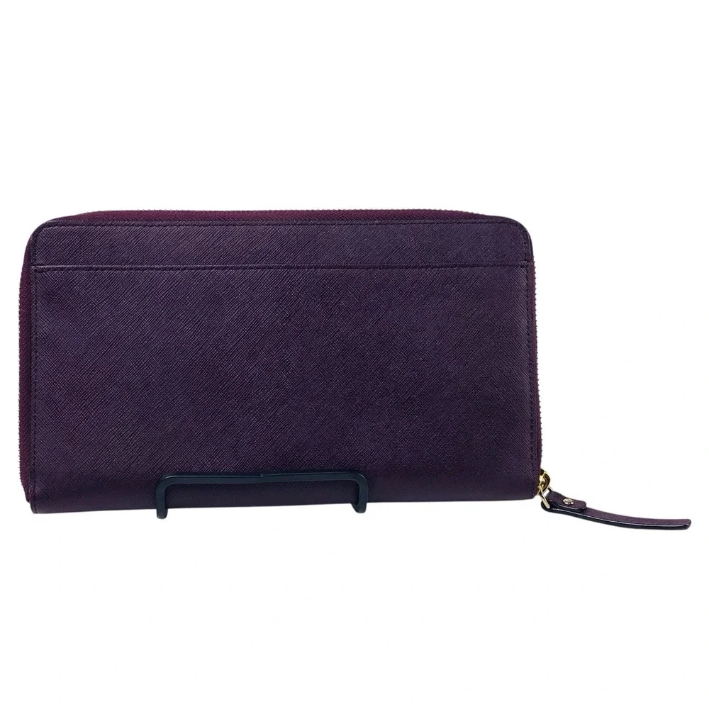 Kate Spade New York Laurel Way Talla Texture Deep Plum Leather Zip AroundWallet
